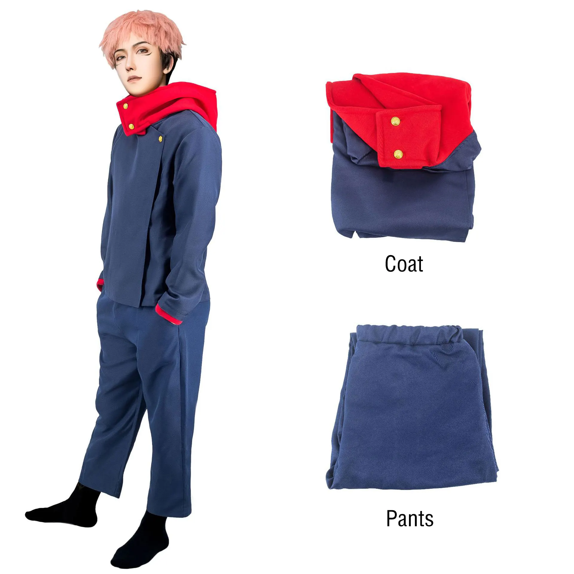 

Itadori Yuji Cosplay Costumes Anime Jujutsu Kaisen Top Pants Unisex Halloween Party Anime Uniform Set