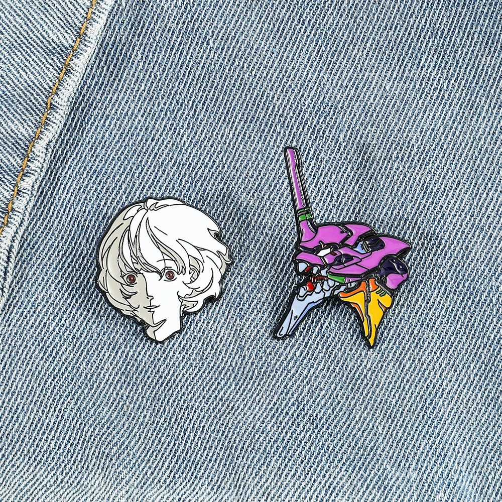 Classic Cartoon Anime EVA-01 TEST TYPE Brooches Ayanami Rei Metal Enamel Lapel Pins Badges Jewelry Gift For Fans Friends images - 6