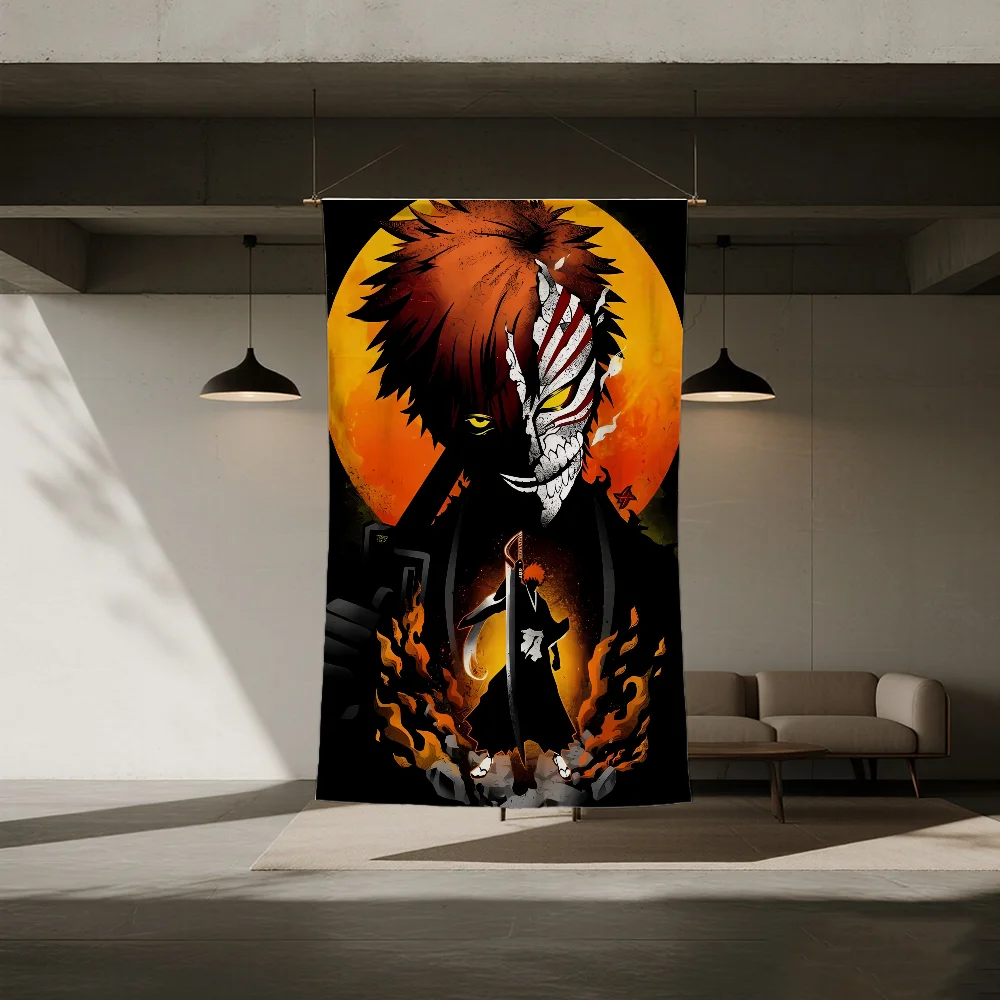 Фото B-bleach-h аниме l-Ichigo-o флаг для гостиной, настенный клуб, подвесной домашний декор в общежитии, художественный гараж, бар, живое украшение, баннер №1