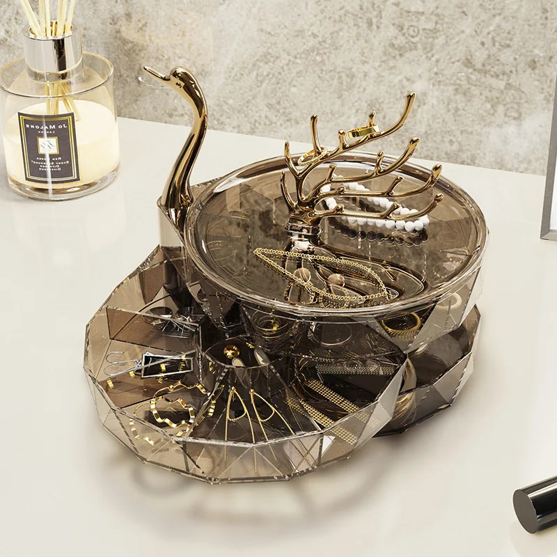 

New Creative Jewelry Box Desktop Multifunctional Three-layer Large-capacity Earrings Earrings Jewelry Jewelry Storage Box