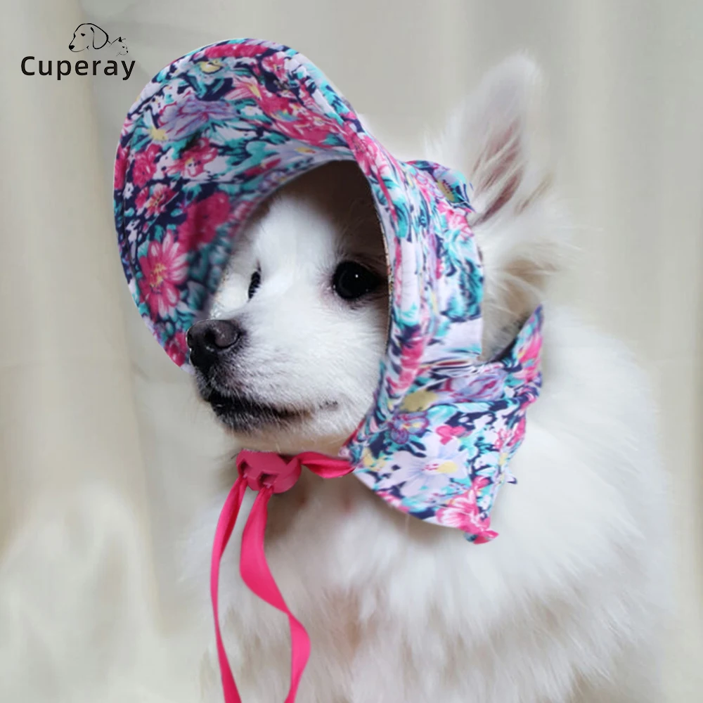 

Pet Floral Hat, Cute Cat and Dog Retro Hat Shade Tie Floral Pet Dress Up Hat Soft & Comfortable for Small and Medium Dogs Cats