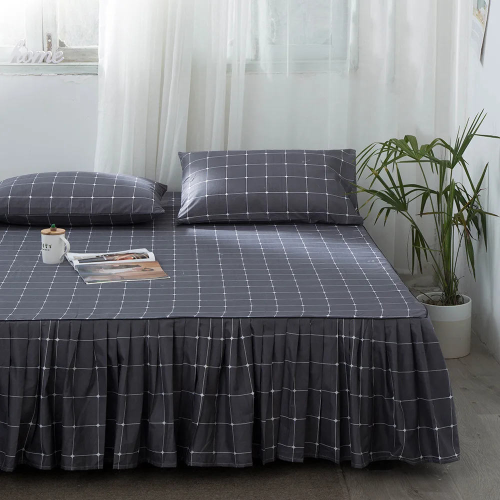 

Bed Skirt Double Cover Twin Size Bedding Embroidered Sheets Aloe Cotton Set Covers Bedspread Skirts for Beds Lattice Queen Bed