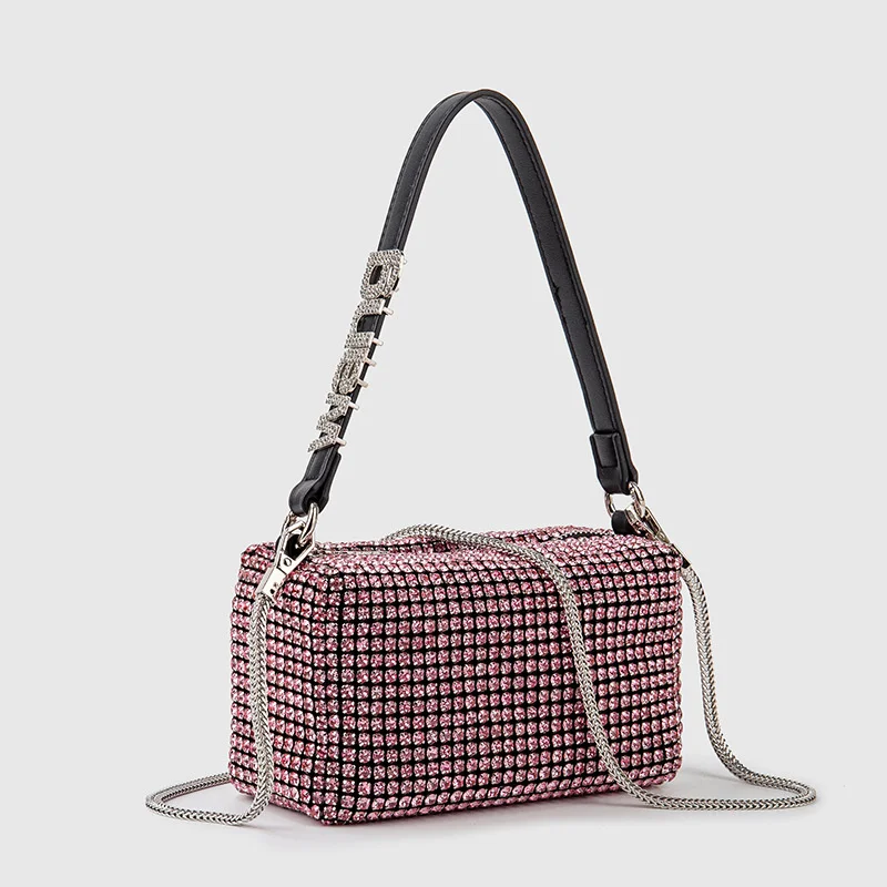 

2023 New AW Rhinestone Bag for Women's Popular Wang Handbags Diamond Bags Crossbody Shining Party Clutch Luxury Brand Design