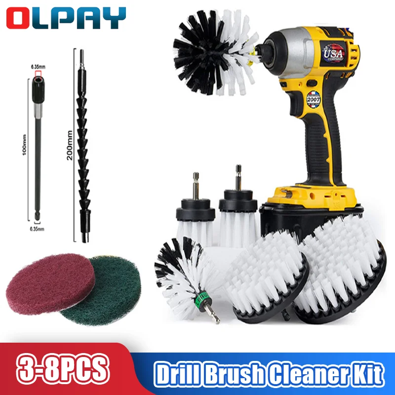 Drill Brush Cleaner Kit Power Scrubber Brush Car Polisher Ba