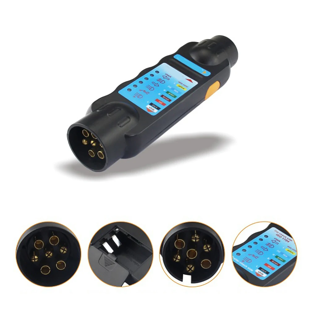 

12V 7Pin Car Trailer Plug Socket Connection Tester Durable Turn Signal Lights Circuit Wiring Diagnostic Fog Lamp Check Tool