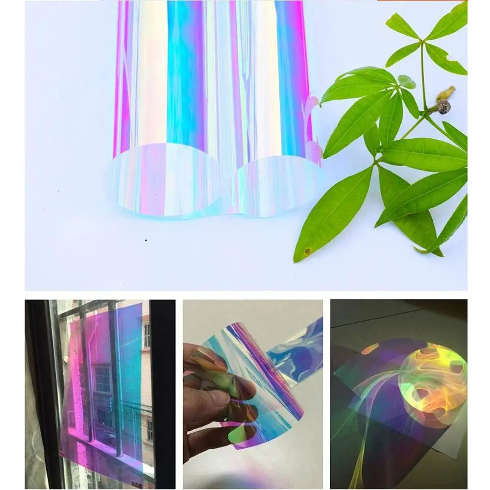 

Mul-size Colorful PET Purple Plastic Metalized Rainbow Window Film Chameleon Window Tint Iridescent Film for Home Self Adhesive