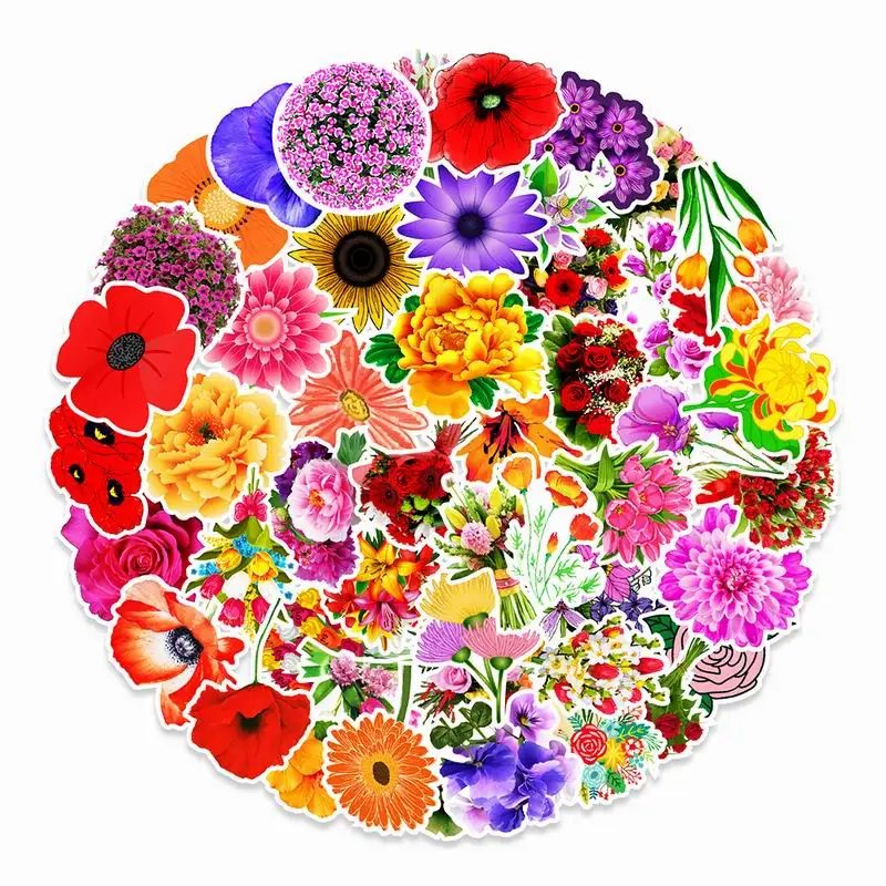 

50pcs Car Personality Sticker Plant Flowers Suitcase New Theme Graffiti Stickers Guitar Auto Motorcycle Body Graffiti Sticker