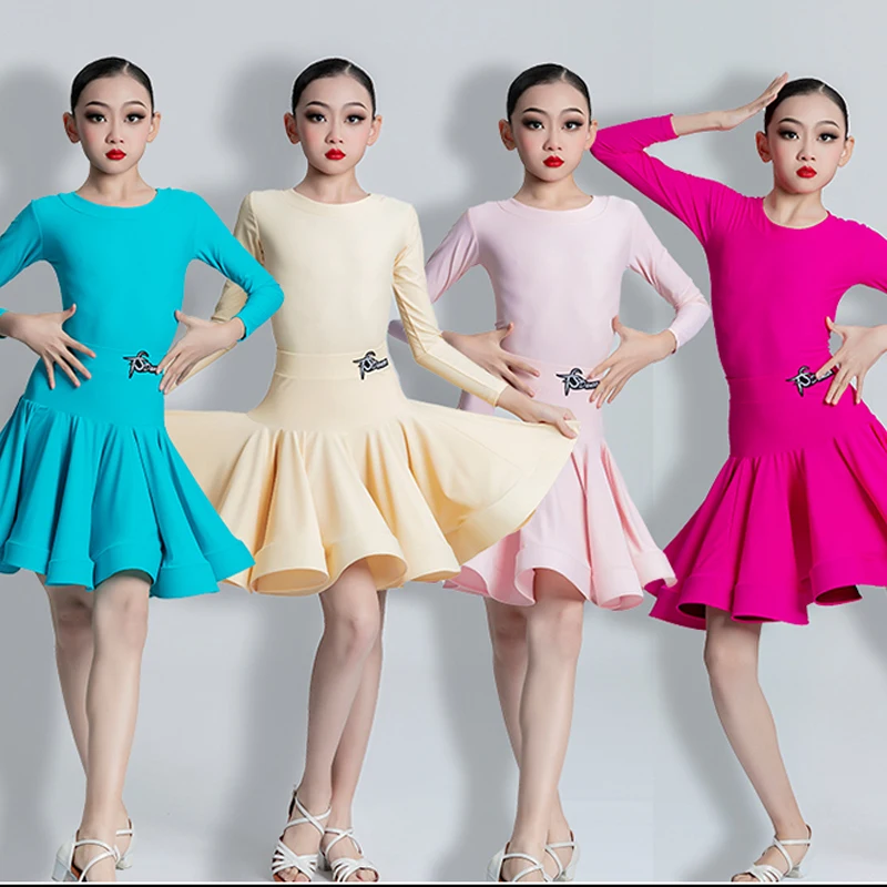 

4 Colors Latin Dance Dress Children'S Ballroom Dance Competition Clothes Dresses Girls Chacha Salsa Tango Latin Dancewear SL8045