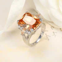 new fashion champagne color cubic zircon rings for women girls romantic bridal wedding ring birthday party jewelry gifts