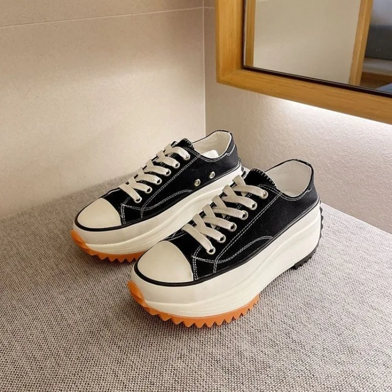 Женские парусиновые туфли на массивной подошве повседневные кроссовки