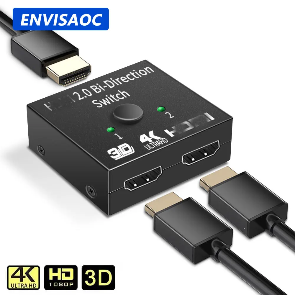 Divisor compatible con HDMI 4K, conmutador KVM bidireccional 1x2/2x1, conmutador compatible con...