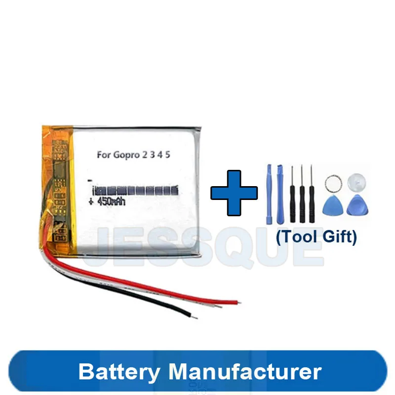 Toolset Gift + 450mAh 3-Wires Li-polymer Battery For GoPro ARMTE-001 002 Hero 3 3+ 4 5 HERO3 HERO4 Wi-Fi Remote Accumulator AKKU