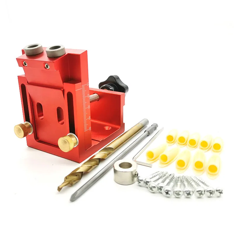 NEW Pocket Hole Drill Guide Dowel Jig Oblique Hole Locator Drilling Kit Aluminium Woodworker DIY Tools