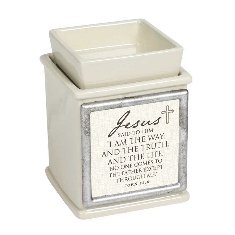 

5" Ivory and Black Religious Quotes Printed Electric Warmer