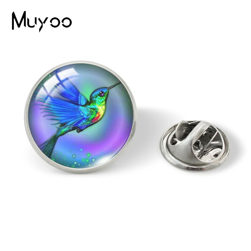 Новое поступление 2024 модная красочная синяя колибри птица с цветами стеклянный