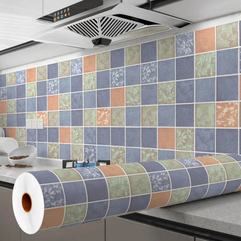 Маслостойкие настенные наклейки 2 м/5 м для кухни, утолщенные самоклеящиеся обои, комнатный декор, водонепроницаемые настенные декоративные обои с отклеиванием и наклейкой
