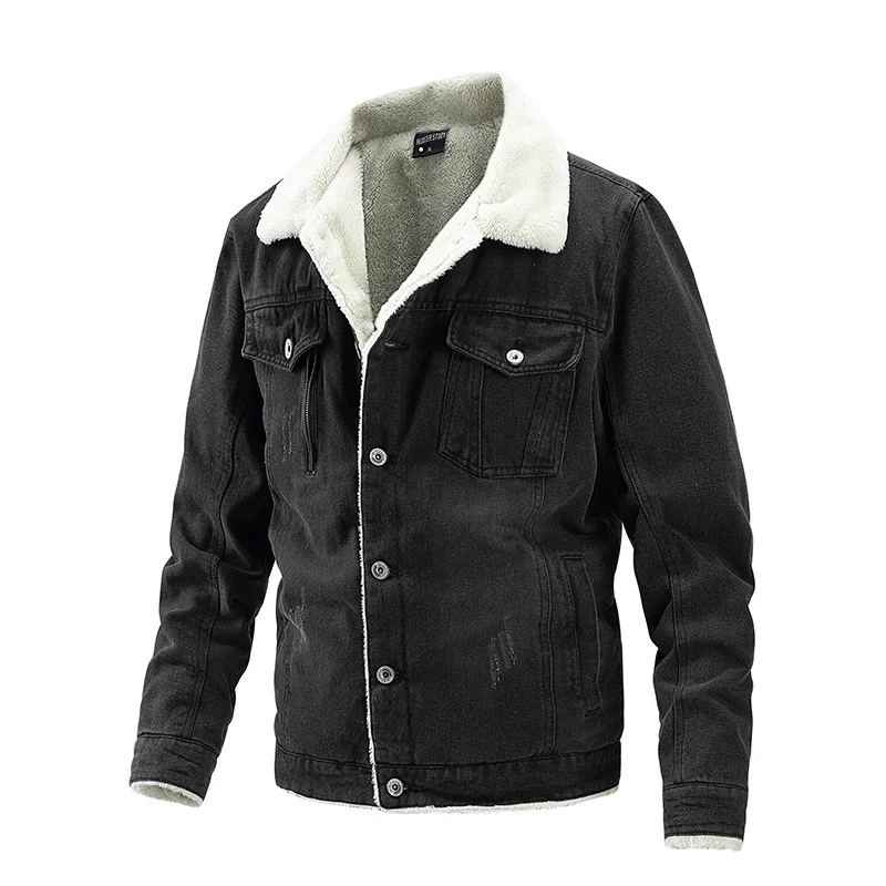 

2021 Winter New Men's Jacket Plush Warm Denim Jacket Fashion Trend Men's Clothing American Style