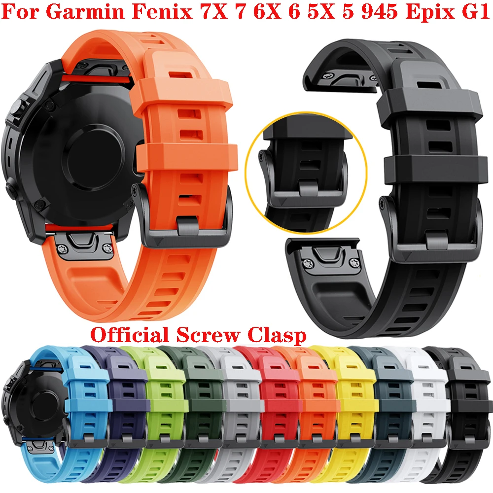Ремешок для смарт-часов 22 26 мм с винтовой пряжкой ремешок Garmin Fenix 7X 6X 5X силиконовый