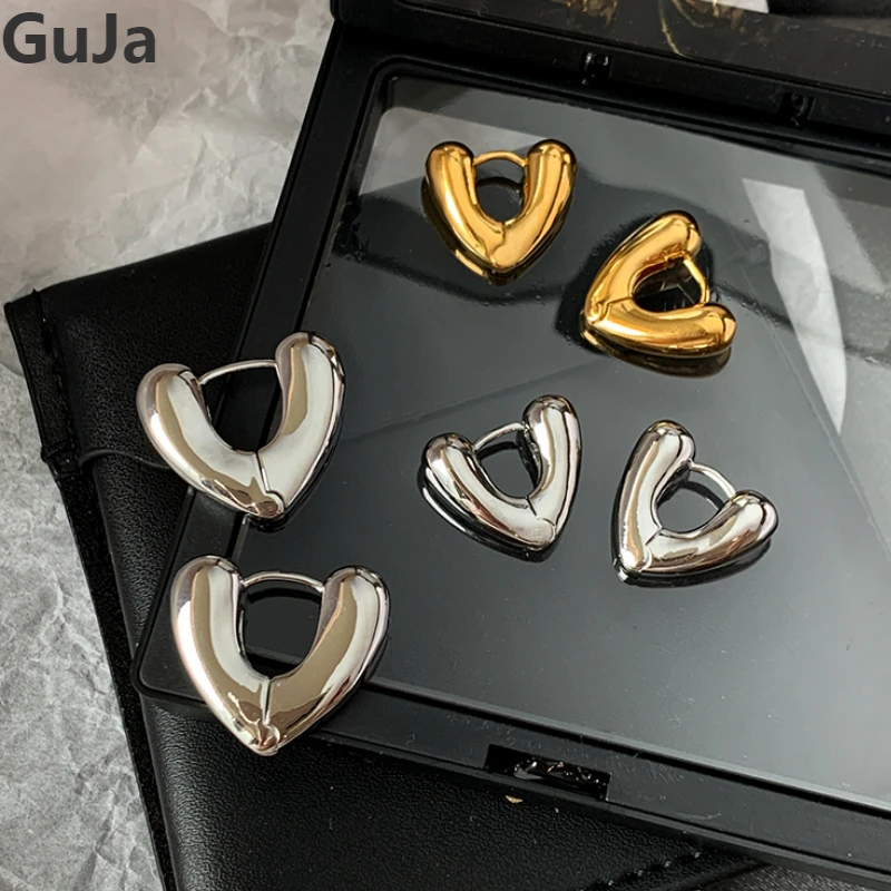 

Modern Jewelry Metallic Gold Color Silver Plated V Shape Buckle Earrings For Women Girl Gift Fashion Accessories Senior Sense