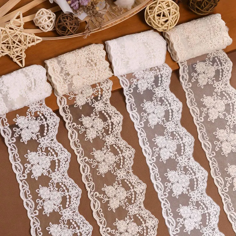 1 Meter Mesh Embroidery Lace Trim Fabric DIY Handmade Accessories Curtain Clothing decorate race dentelle Lace For Needlework