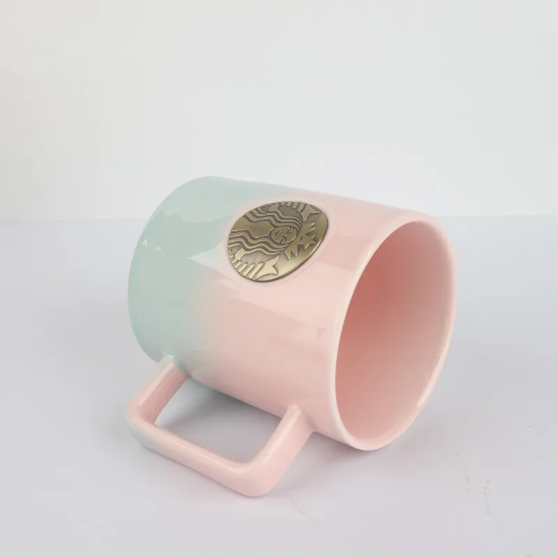 Фото Кружка Starbucks Spring Pink Blue Gradient 414 мл с металлическим логотипом, термостойкая, для дома и офиса №4