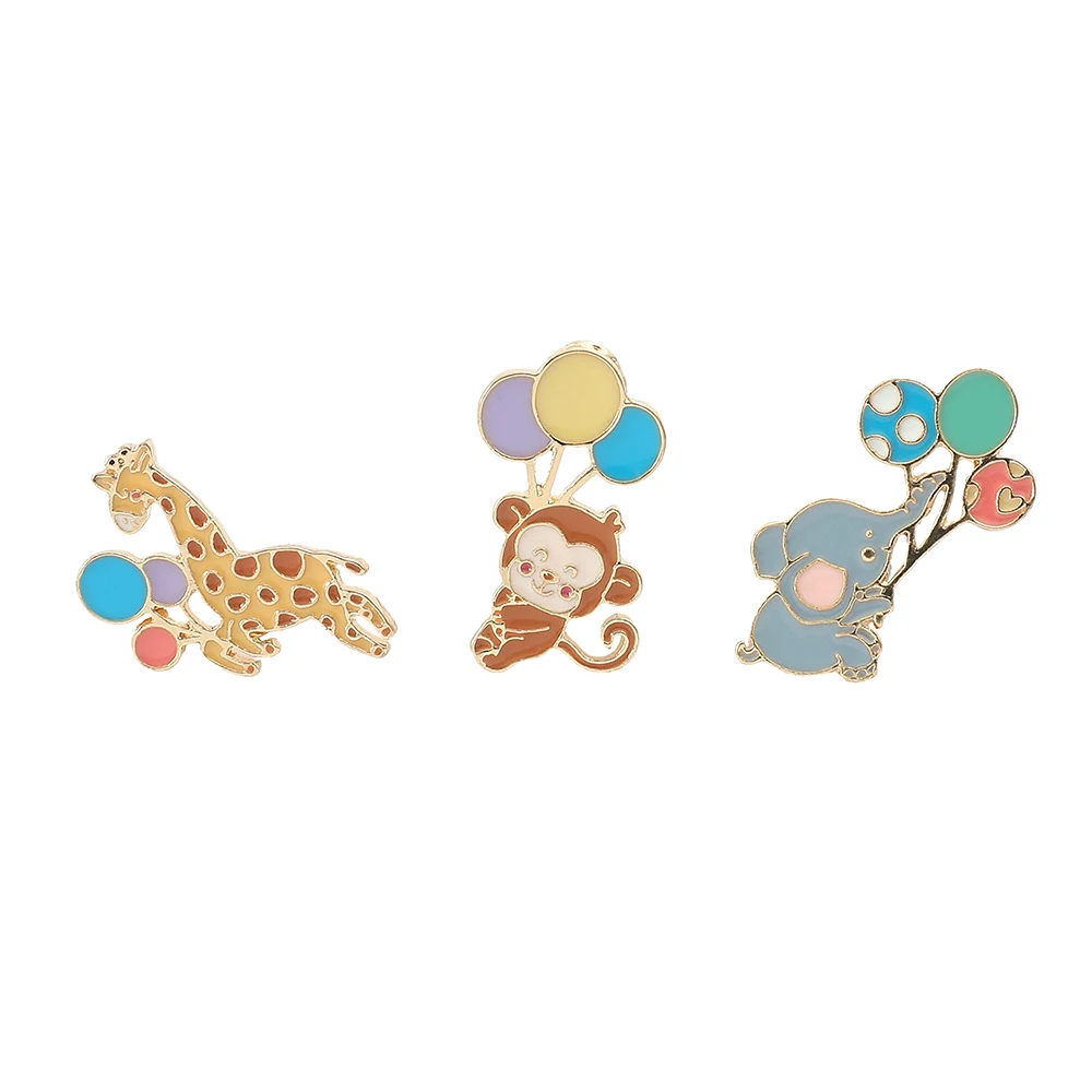 Набор Из 3-х Брошей С Мультяшными Животными Эмалированная Булавка Классический