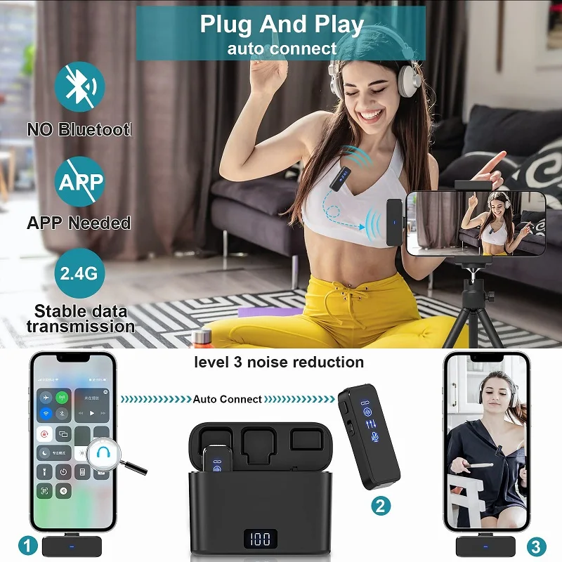 Беспроводной микрофон с отворотом для записи высокочувствительные портативные