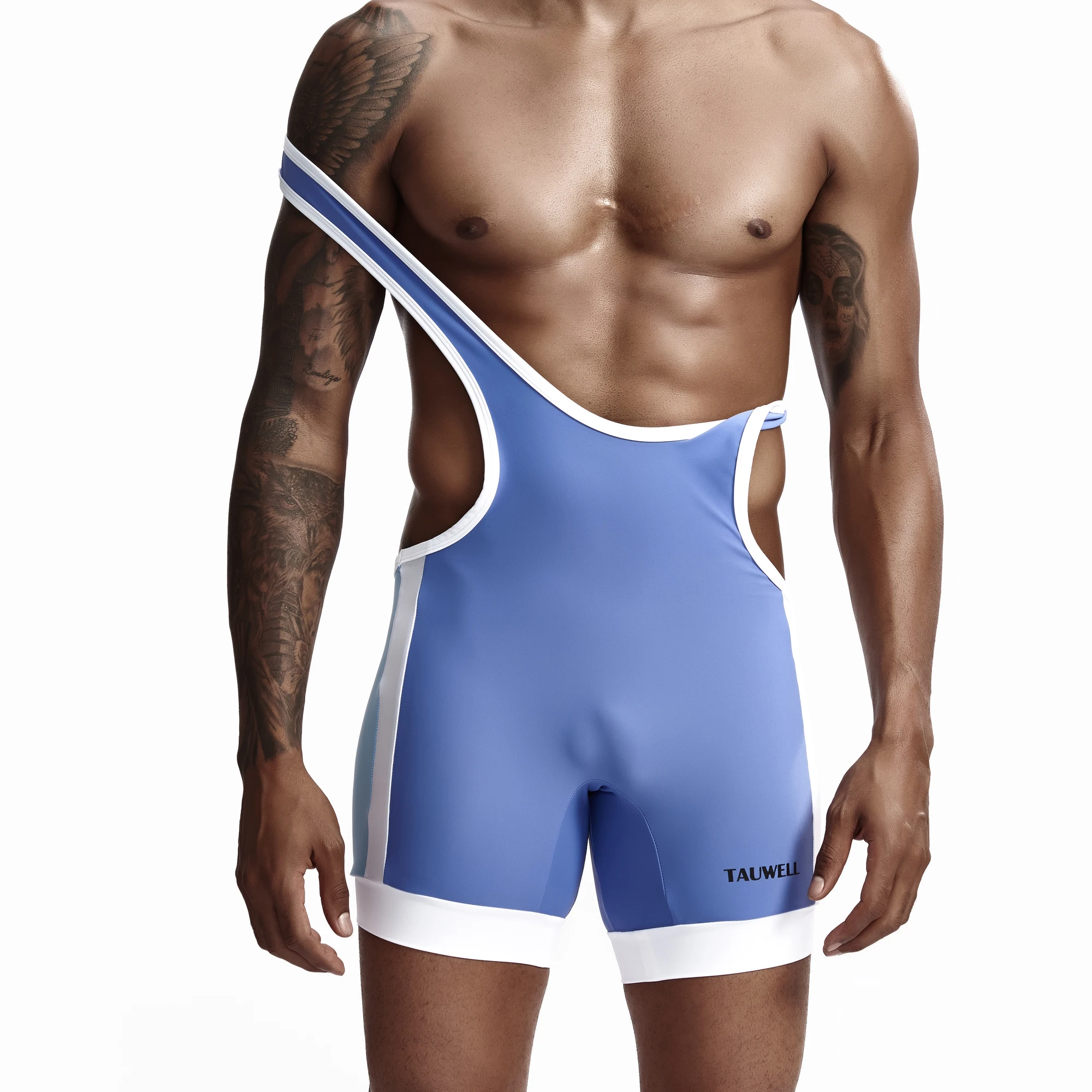 YUFEIDA Men's Fitness Undershirts Underwear Seamless Workout Bodysuits Wrestling Singlets Shirts One-piece Bodywear Jumpsuit 2XL