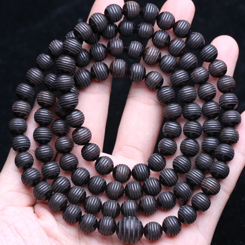 

Natural 8mm Round Wood Beads Ebony Transfer Beads Mu Rosary Beads Wooden Beaded Necklace, Black Prayer Bracelet Universal Gift