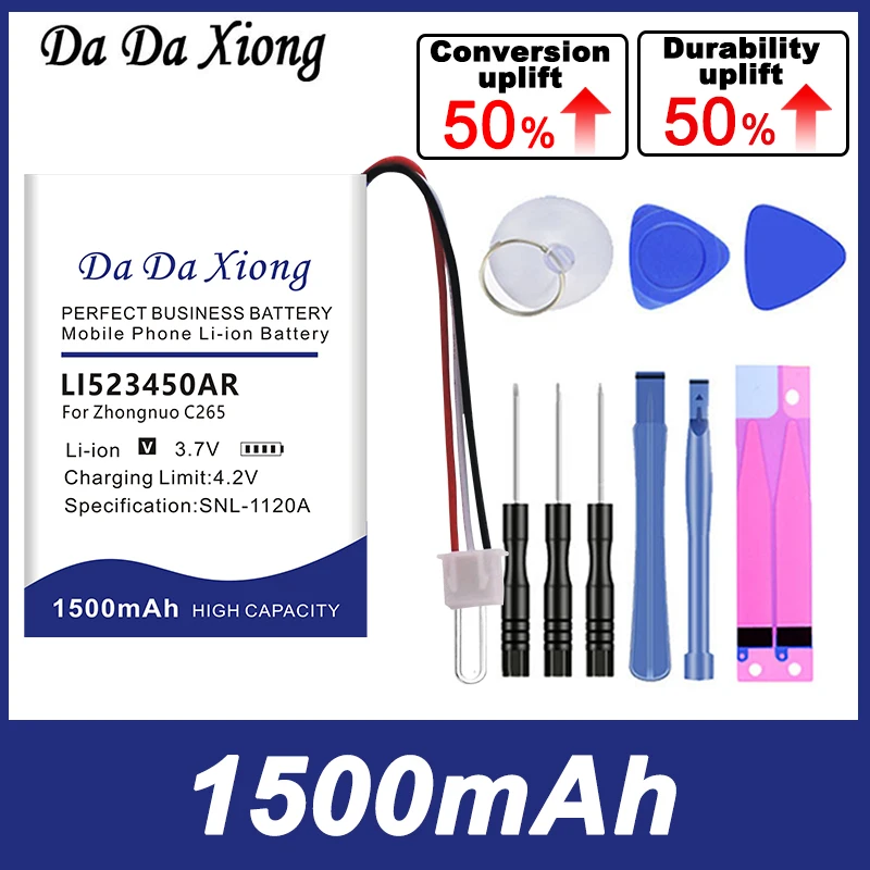 Высококачественный аккумулятор для Zhongnuo C265 LI523450AR Ronson TP-900T 523450A 3,7 V HWCD6238(10) Qiaoxing беспроводной телефон HR8188TC
