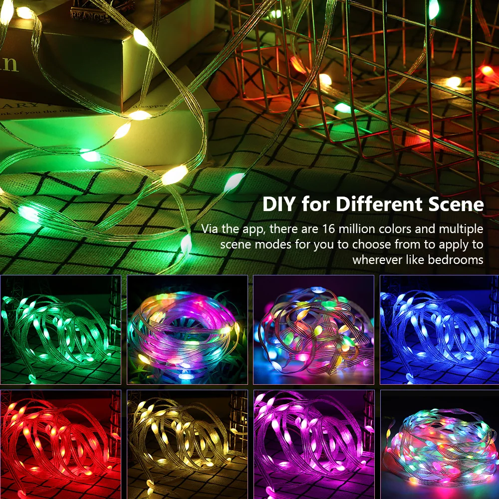 

Led RGB Christmas Tree Garland String Lights Smart Remote Control Fairy Light Waterproof Outdoor Festival Party Lighting Decor