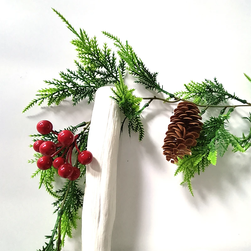 Искусственные зеленые растения яркая Новогодняя Рождественская гирлянда венки