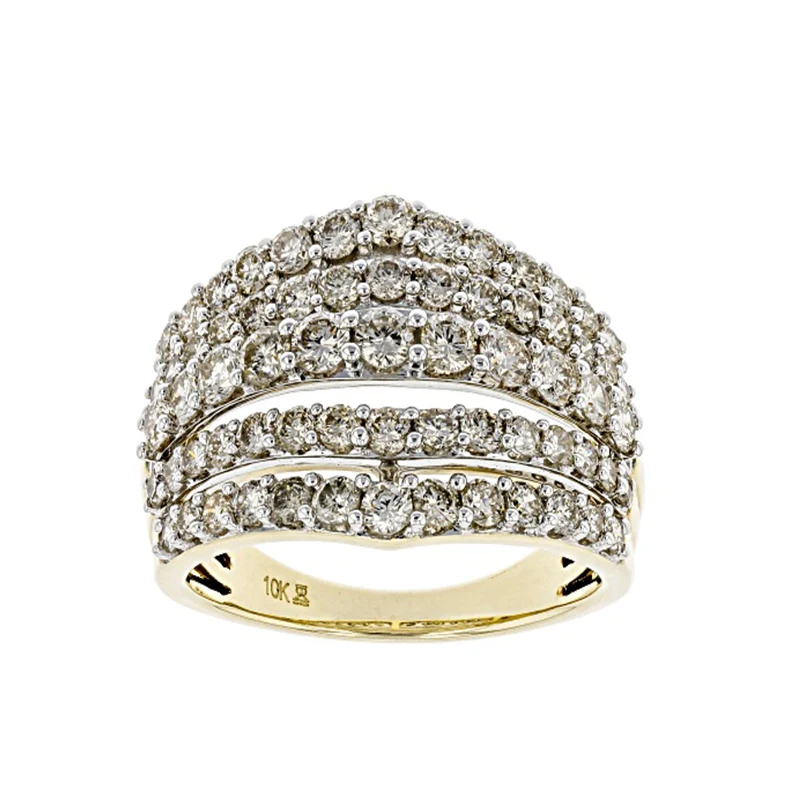 

Female Engagement Ring Women's Fashion Gold Color Multi Layer Rings Jewelry Gift Luxury Crystal Hollow Band Rings