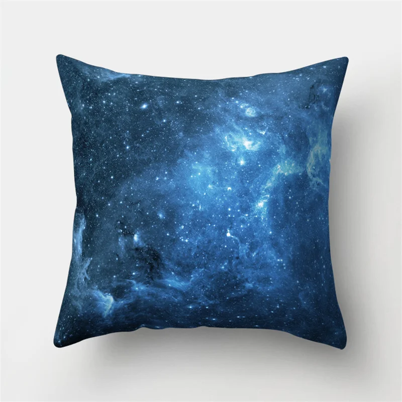 45x45cm Blue Moon and Star Planet Sky Cushion Pillowcase Yoga Sofa Pillow Cover Bedroom Home Polyester Peachskin Decorative images - 6