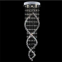modern led double spiral crystal chandelier lighting for foyer stair staircase bedroom hotel hallceiling hanging suspension lamp