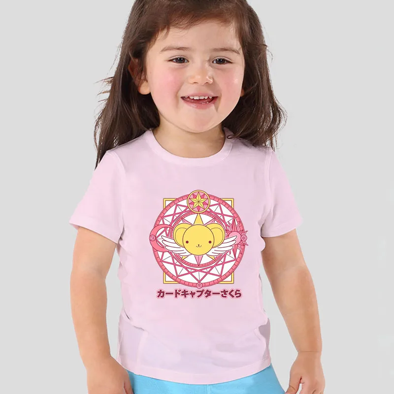Girls Clothes Kids Anime Sakura Card Captor Cerberus Cartoon Graphic Kawaii T shirts Summer Baby Cute Tees Tops Boys T shirt
