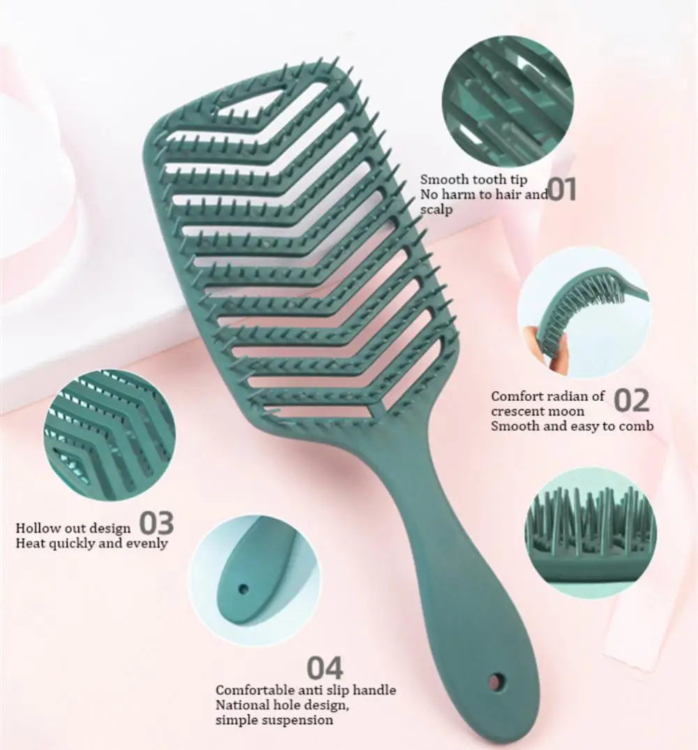 

New Wet/dry Use Anti-Static Hair Brush Hair Comb Small Curved Comb With Matte Texture Handle Massage Comb Styling Tools
