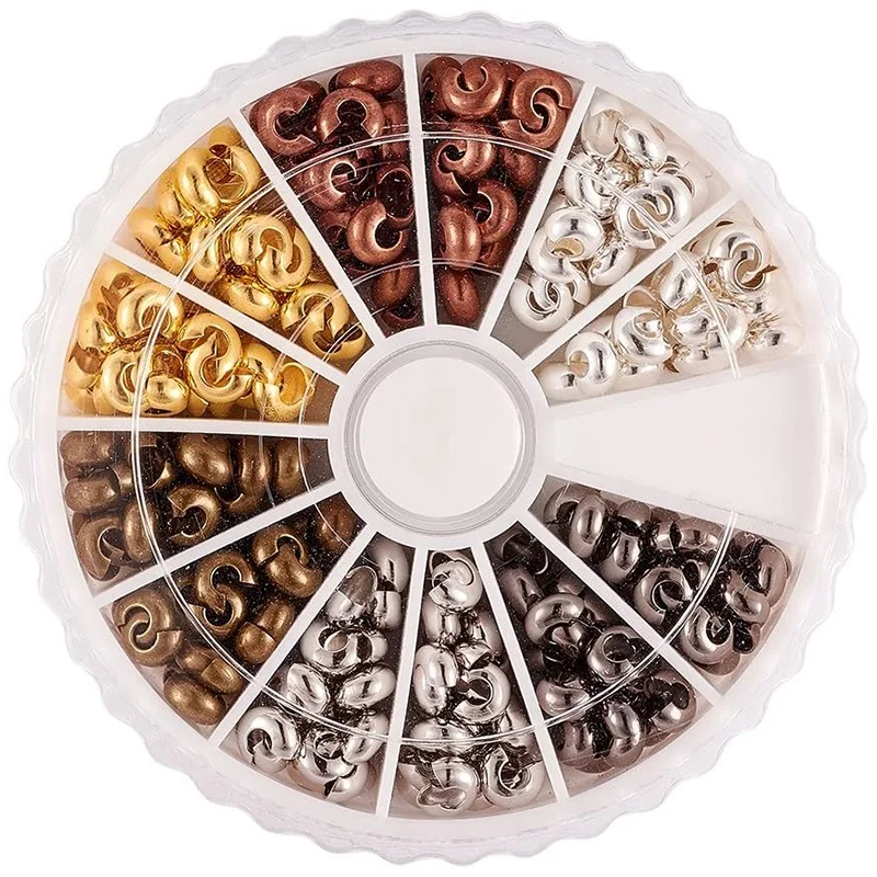 

Обжимные накладки для бижутерии, 3 мм, 6 цветов, 500 шт.