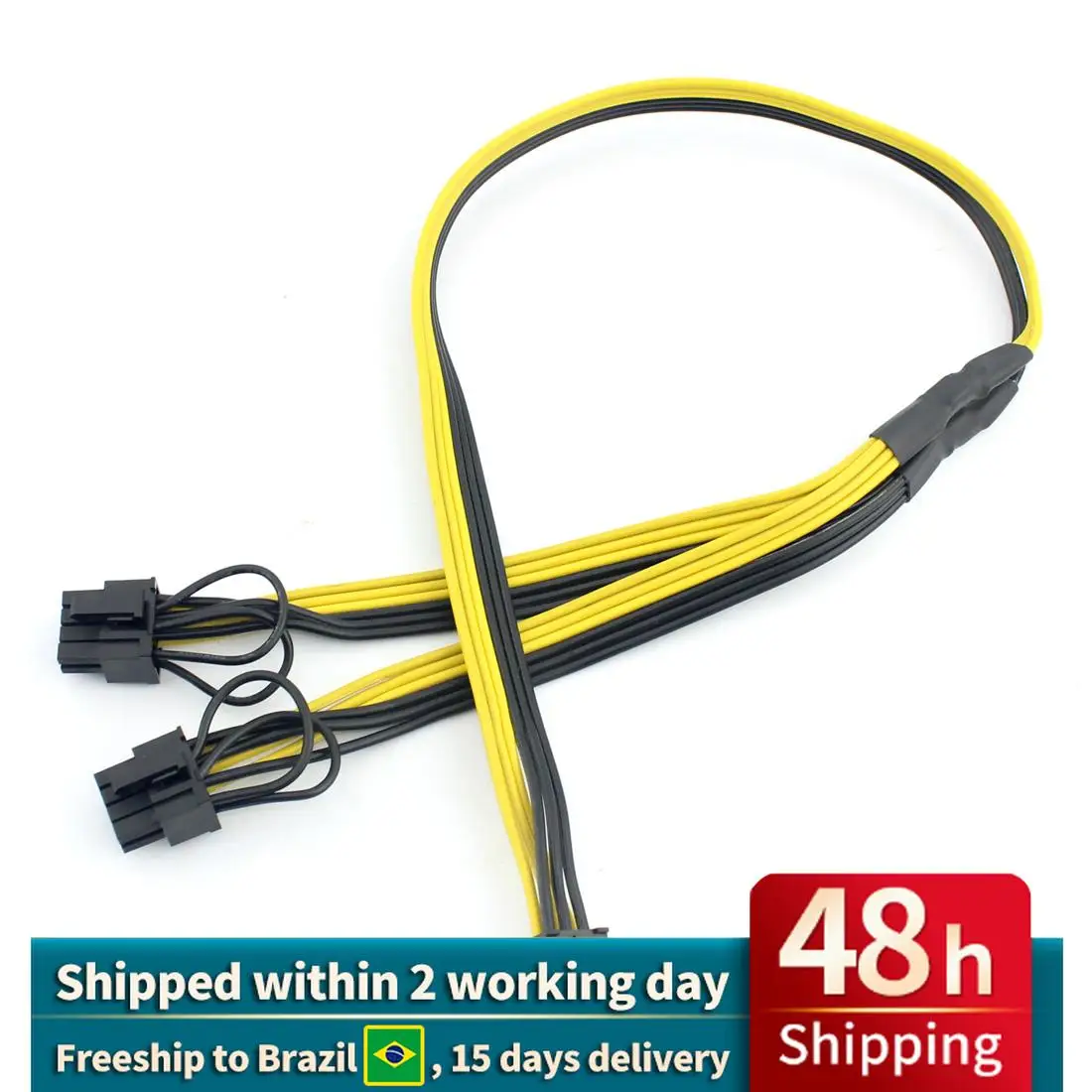 

PCI-E PCI Express 6P к двойному 2 порту 8P 6 + 2 штыревого штекера адаптер GPU видеокарта кабель питания стандартный 16AWG 40 см + 20 см сплиттер