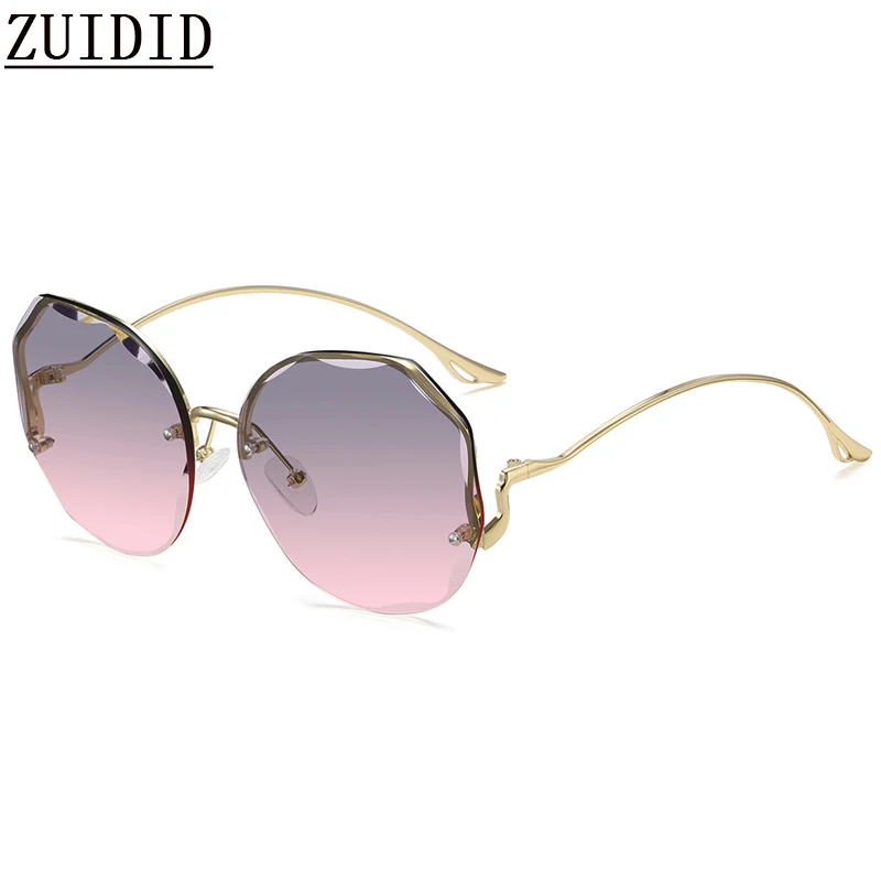 

2023 Sunglasses Women Trendy Oval Luxe Rimless Oversized Fashion Glasses Vintage Lentes De Sol Mujer Lunette Soleil Femme Oculos
