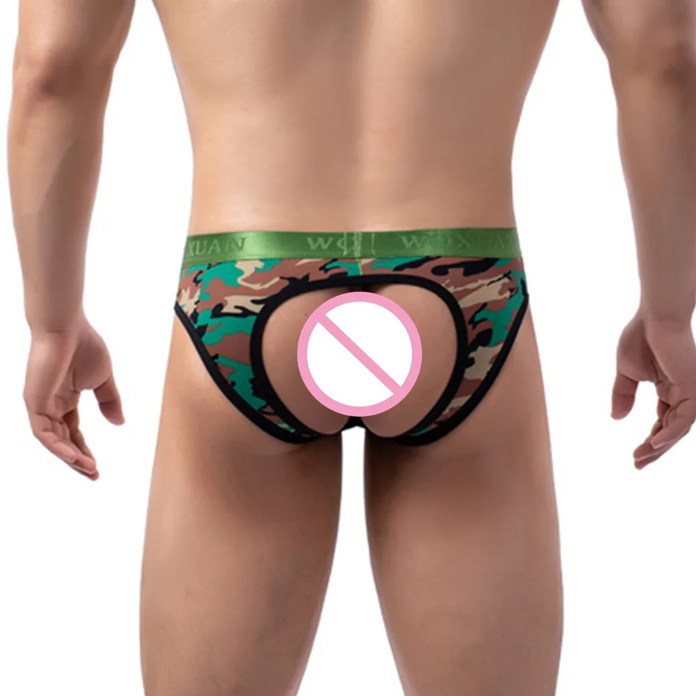 Трусы мужские с открытой спиной пикантное нижнее белье дышащие брифы