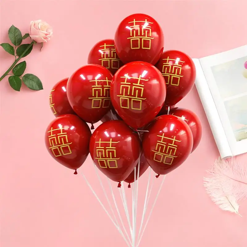 50 шт. 10 дюймов китайский Стиль Свадебные двойной гранат Happy слово латексные