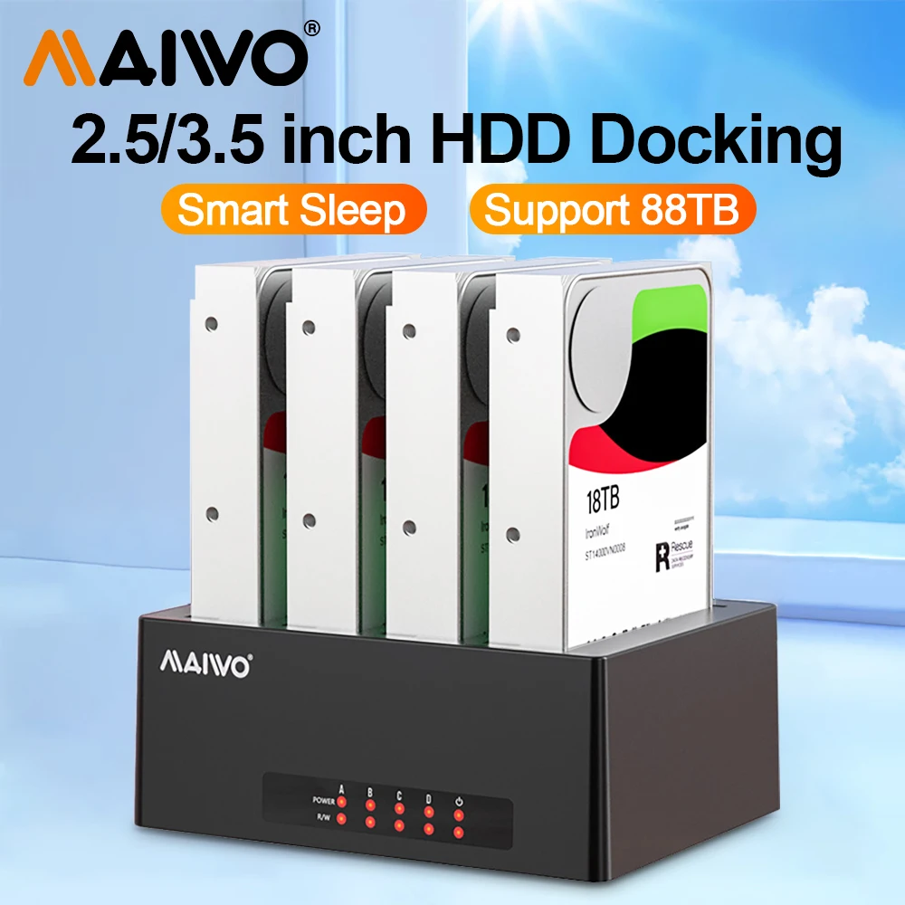 Корпус для 4-х отсеков жесткого диска MAIWO USB 3.1 Type-C внешний многодиапазонный 2 5 и 3