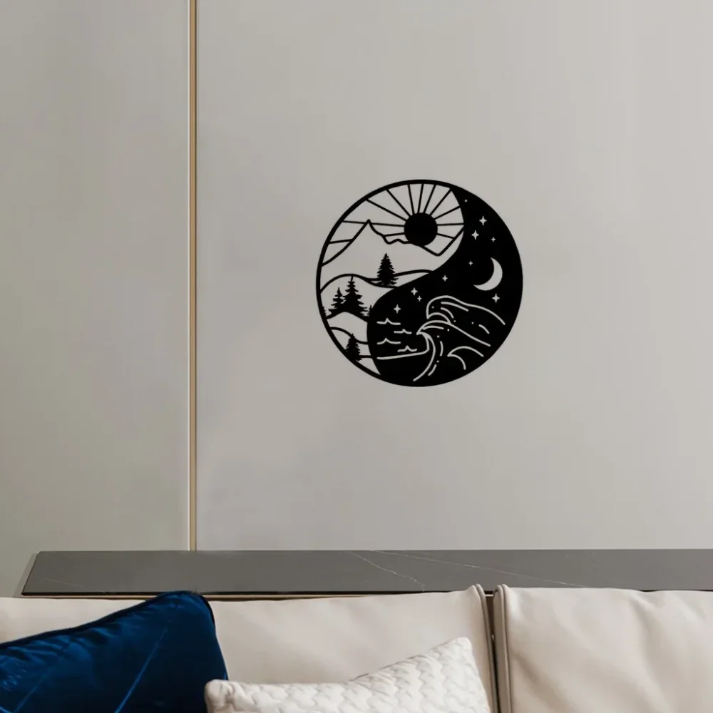 Непыльный Настенный Металлический Декор С Лунным Солнцем И Звездами. Уникальный