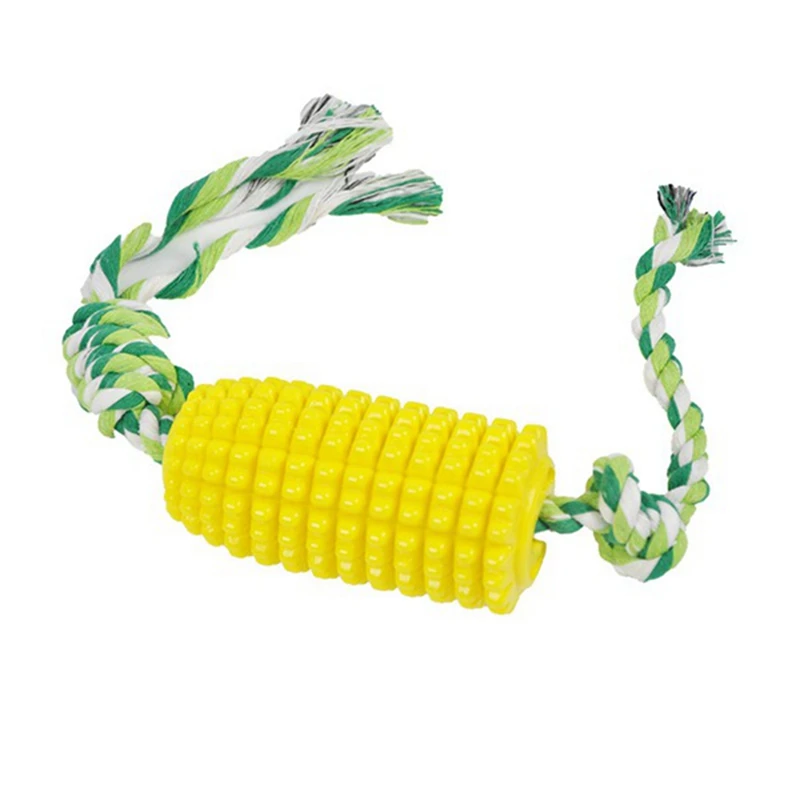 

Hot-Corn Dog Chewing Toy Indestructible Dog Toy Corn Molar Stick Cleaning Tooth Belt Rope (Silent)