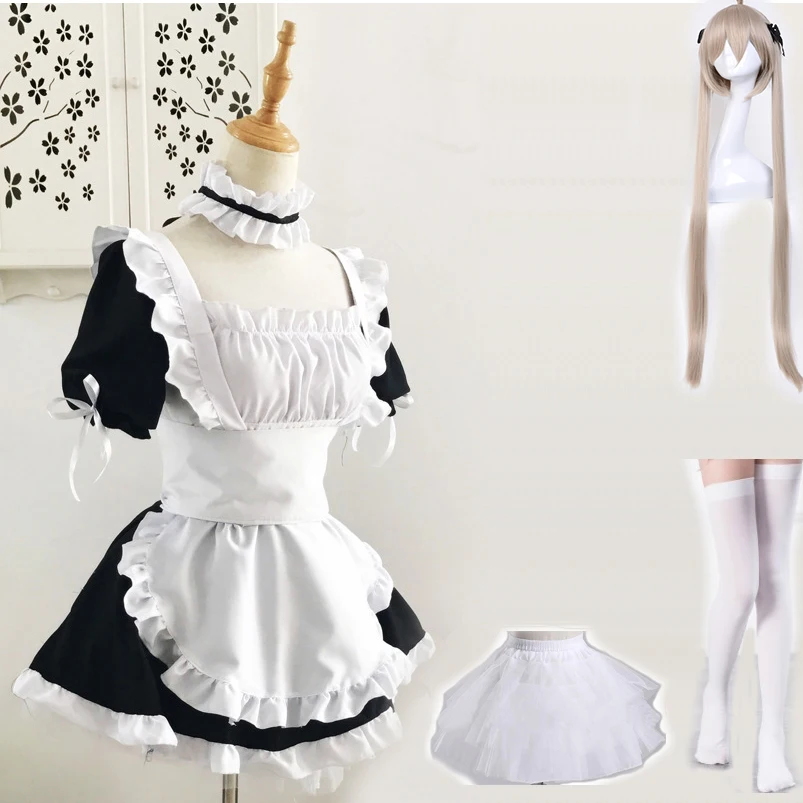 

Anime Yosuga no Sora Kasugano Sora Maid Outfit Cosplay Costumes Women Sexy Apron Dress Meidofuku Lolita