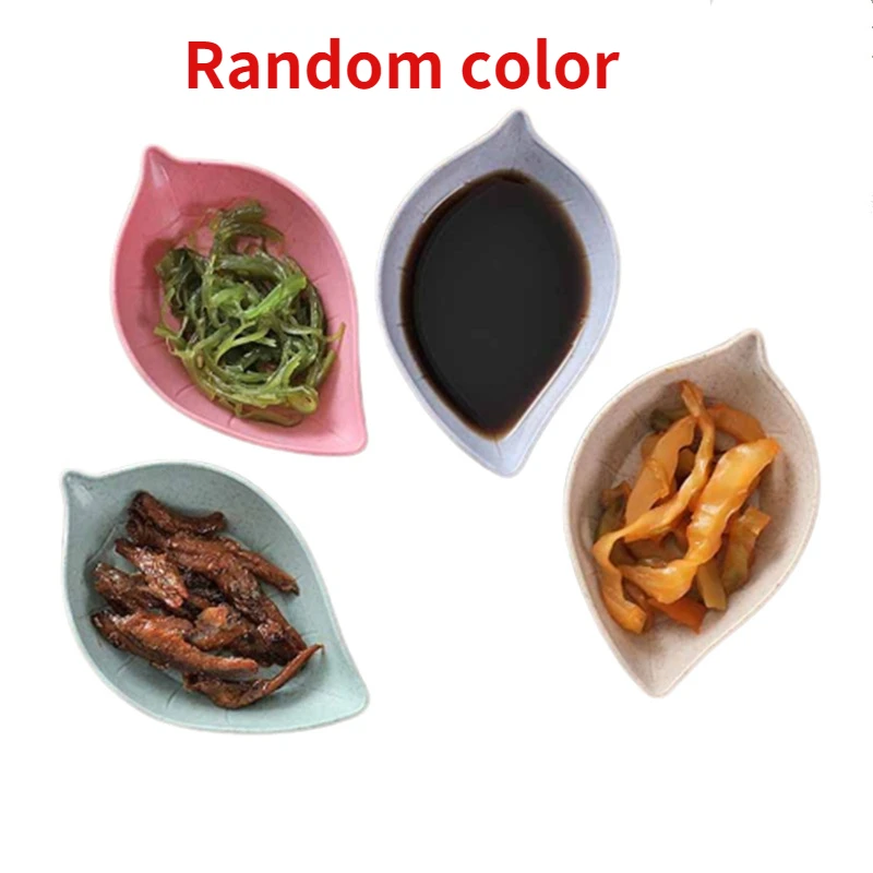 

Seasoning Dish Home Kitchen Wheat Straw Creative Plastic Leaf-shaped Small Dish Tableware Dip Snack Dish
