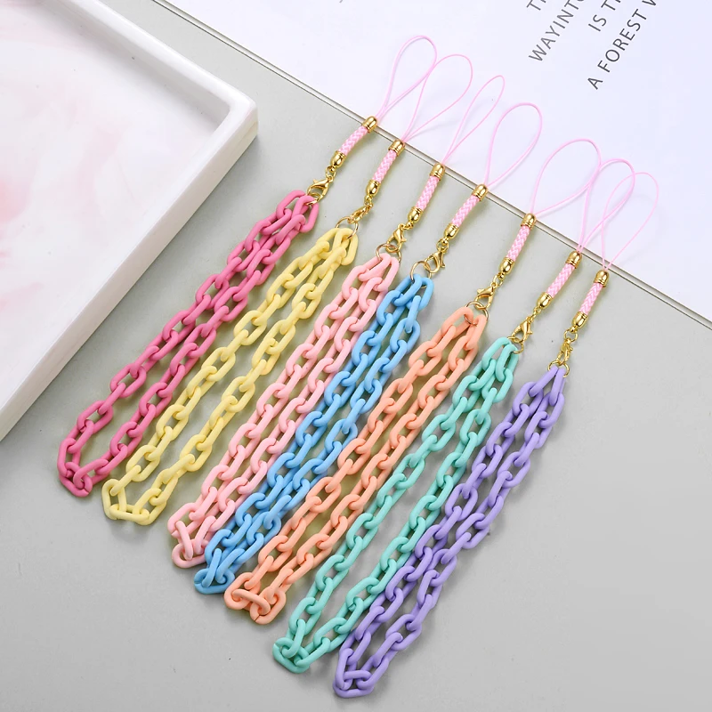 

Creative Trendy Coloful Cellphone Chain Strap Acrylic Beaded Phone Lanyard For Women Girls Neck Cord Mobile Telephone Jewelry