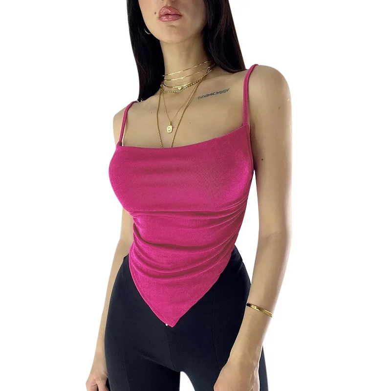 

Streetwear Spaghetti Strap Tank Top Female Camis American Retro Tee Y2k Tops