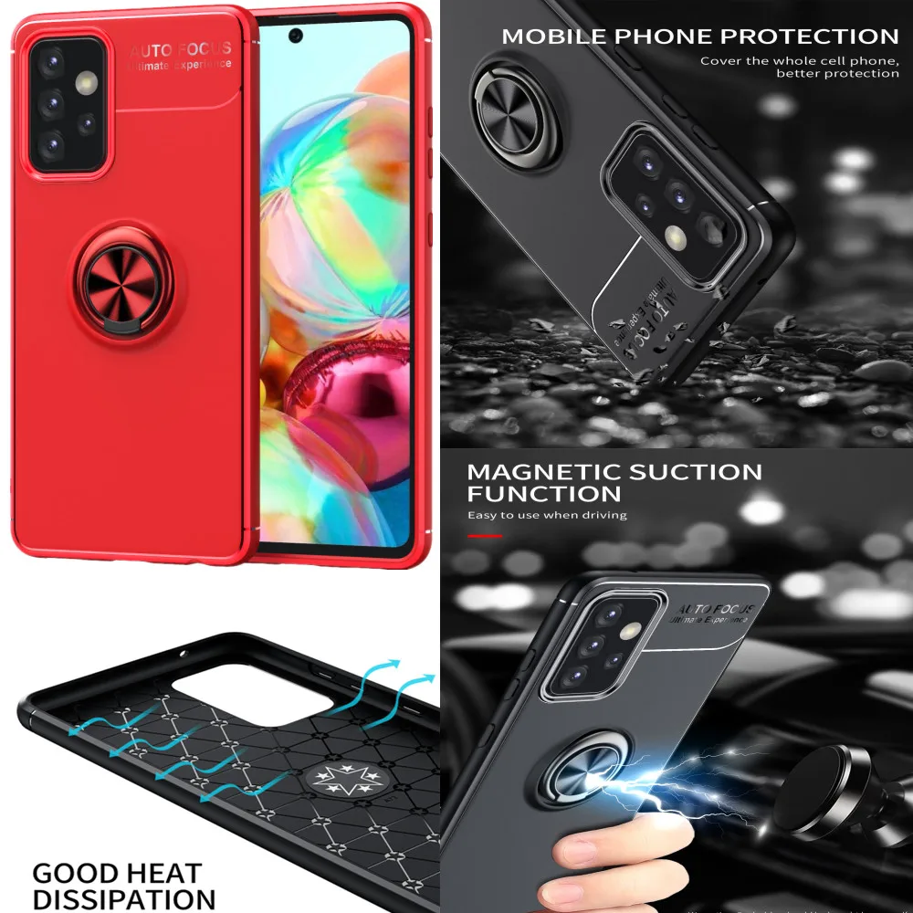 

S21 Ultra Phone Case For Samsung Galaxy A13 A23 A72 A52 A42 A32 A22 A02S S22 Plus Capa Magnetic Ring Soft Silicone Cover